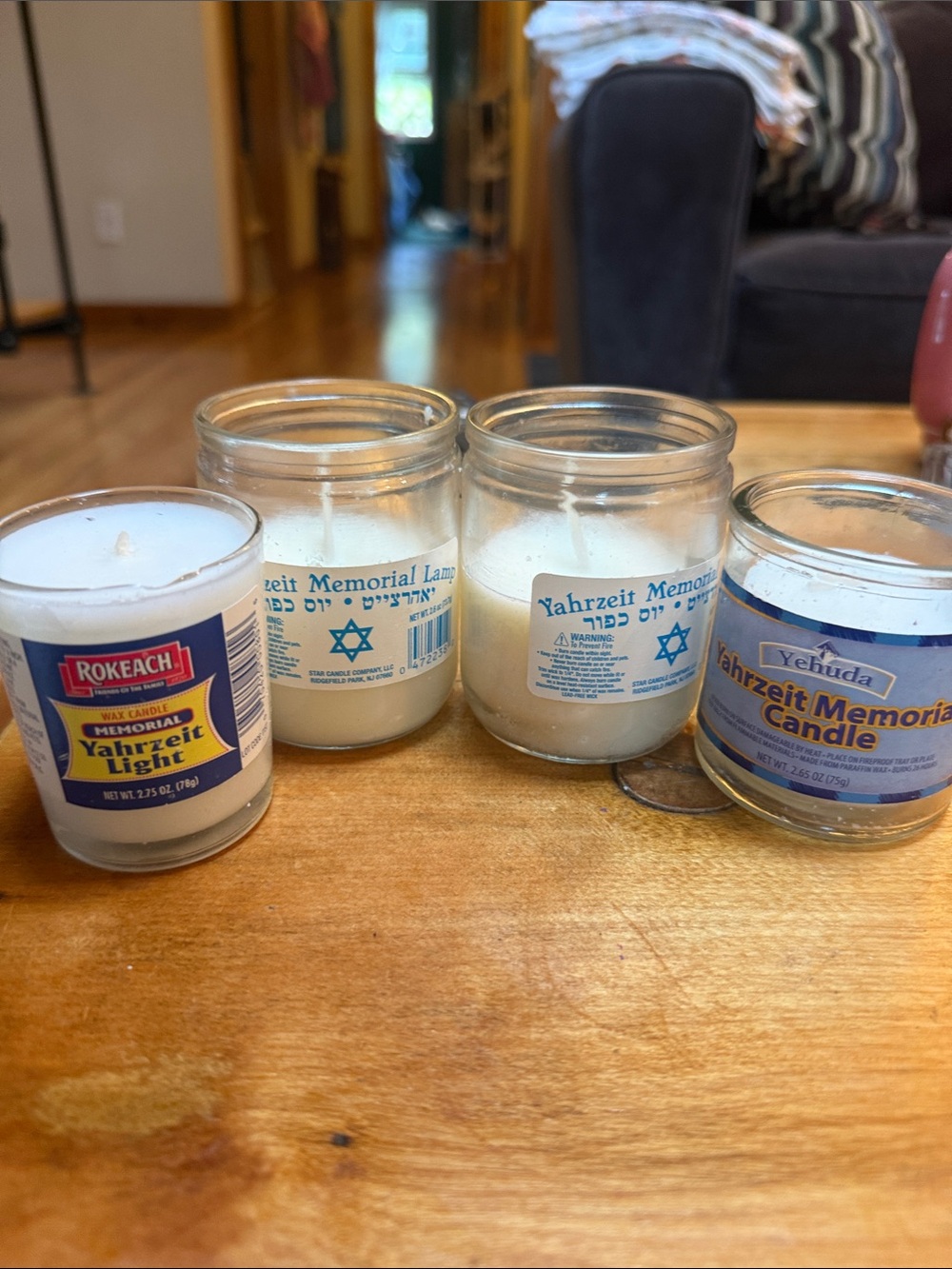 Rokeach & Yehuda White Yahrzeit Memorial Candles - Set of 4